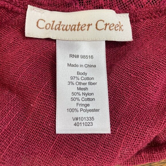 BOHO Artsy Ruffled Lacy Scarf by Coldwater Creek Burgundy Crochet Lace #335C - Picture 8 of 9